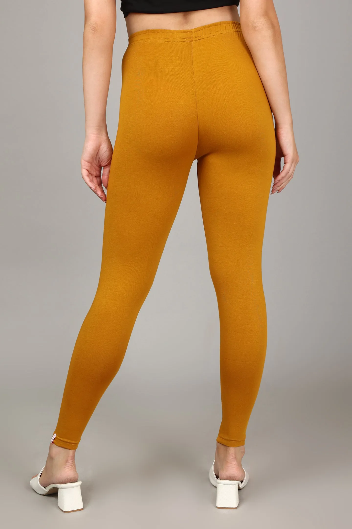 COTTON ANKLE LEGGINGS - MUSTARD