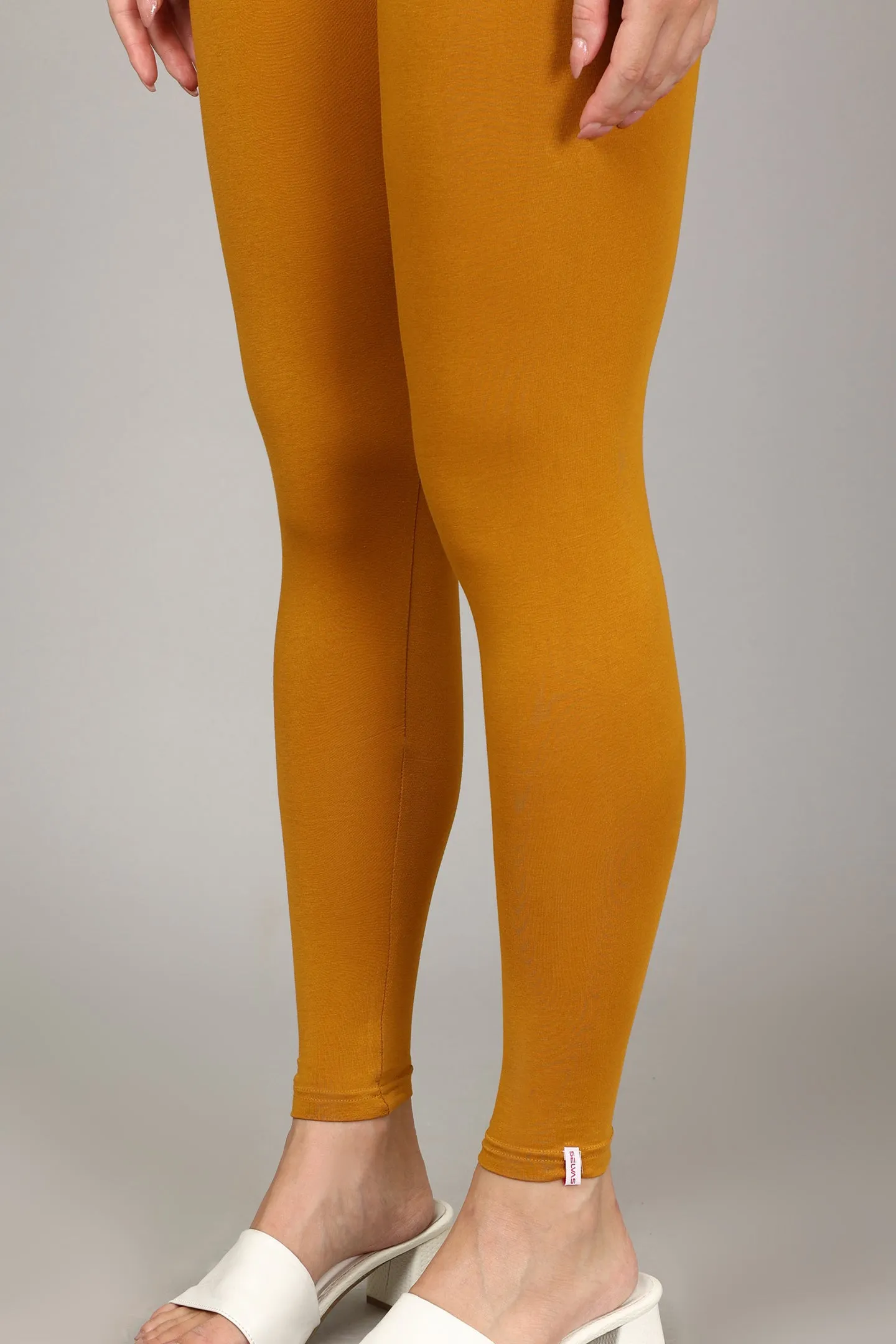 COTTON ANKLE LEGGINGS - MUSTARD
