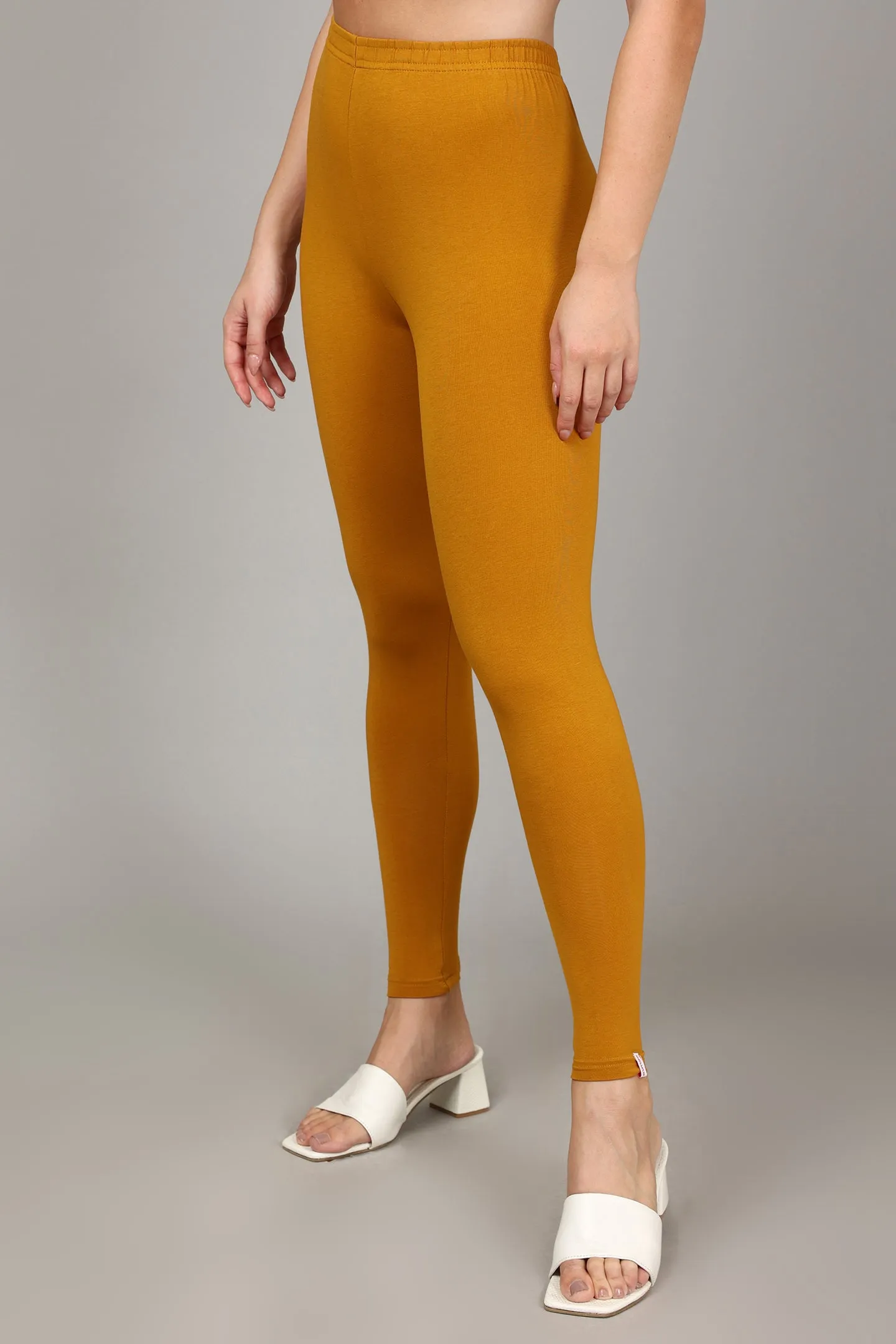 COTTON ANKLE LEGGINGS - MUSTARD