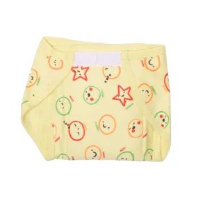 COZYCARE Washable Diapers Hosiery Velcro Emoji Print Blue, Yellow & Pink 3P Set (S)