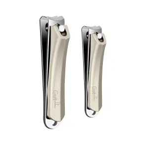 Cut IT Sharpest Nail Clippers Set Heavy Duty Stainless Steel Nail Cutter Fingernail and Toenail Clippers with Built-in Nail File, 2 Pack Precise Nail Trimmers with Case for Men and Women