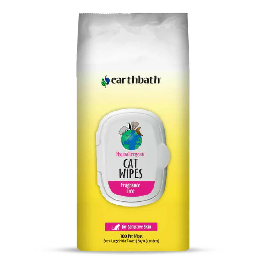 Earthbath Hypo-Allergenic Fragrance-Free Cat Grooming Wipes (100 ct)