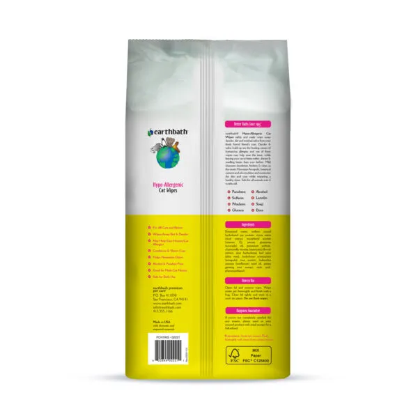 EarthBath Hypoallergenic Cat Wipes Fragrance Free