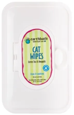 Earthbath Natural Cat Grooming Wipes - Green Tea or Fragrance Free