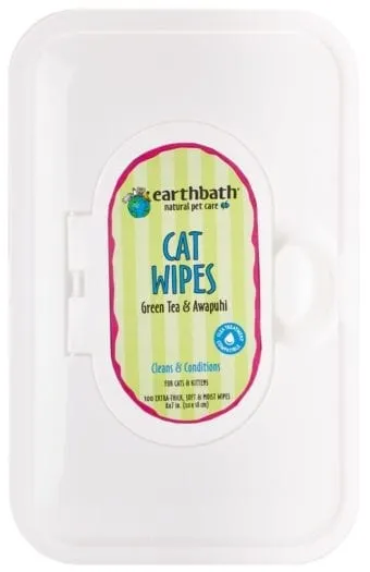 Earthbath Natural Cat Grooming Wipes - Green Tea or Fragrance Free