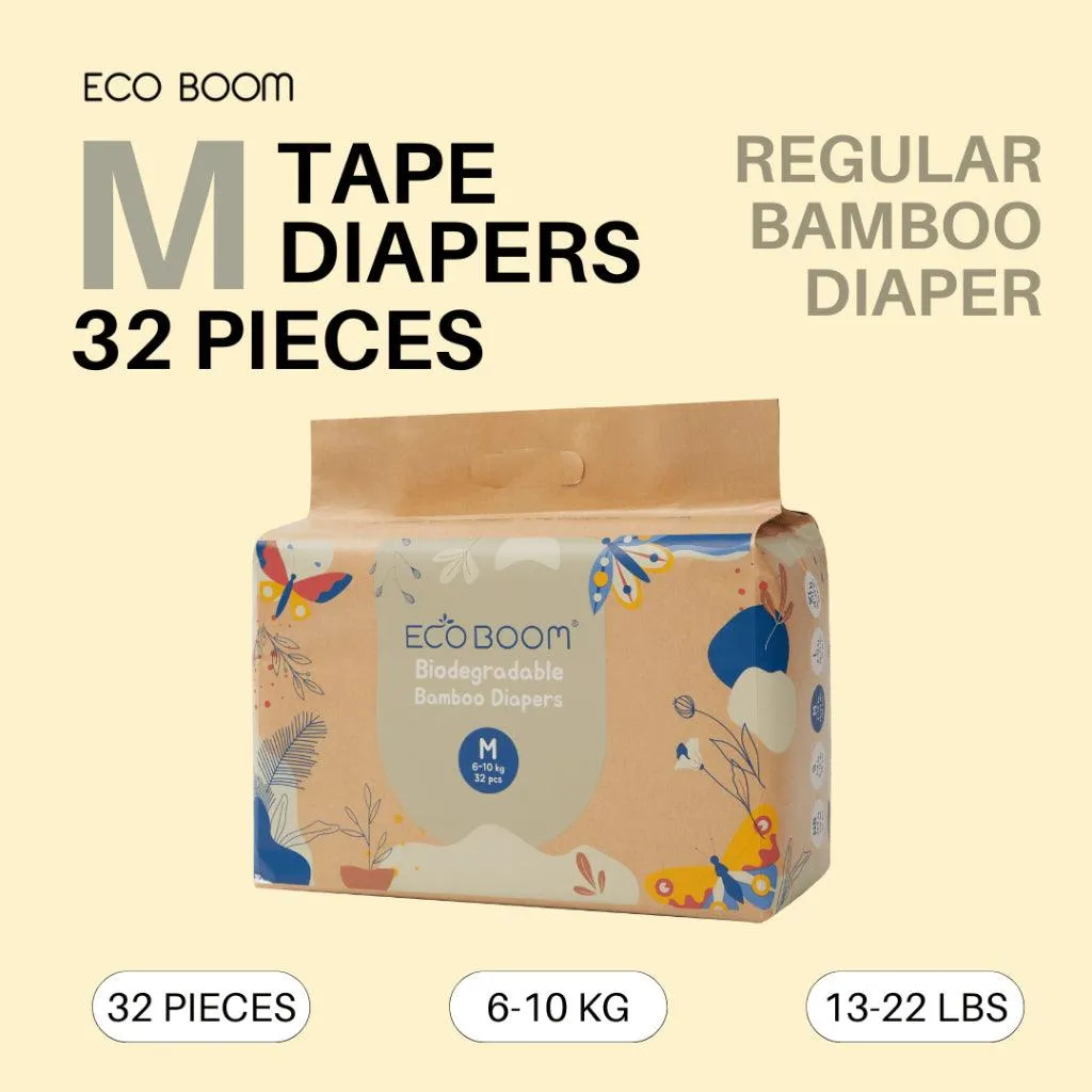 Eco Boom Regular Biodegradable Bamboo Tape Diapers (Trial Packs)