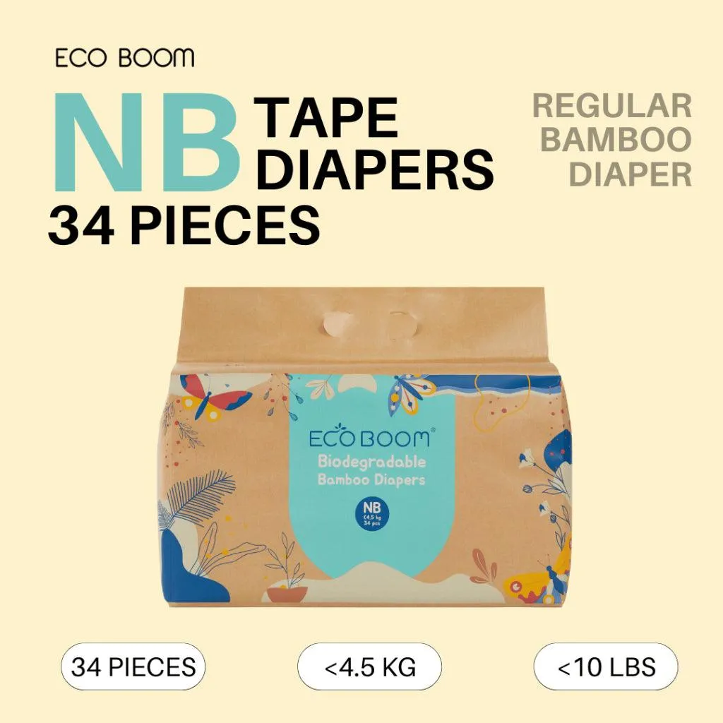 Eco Boom Regular Biodegradable Bamboo Tape Diapers (Trial Packs)