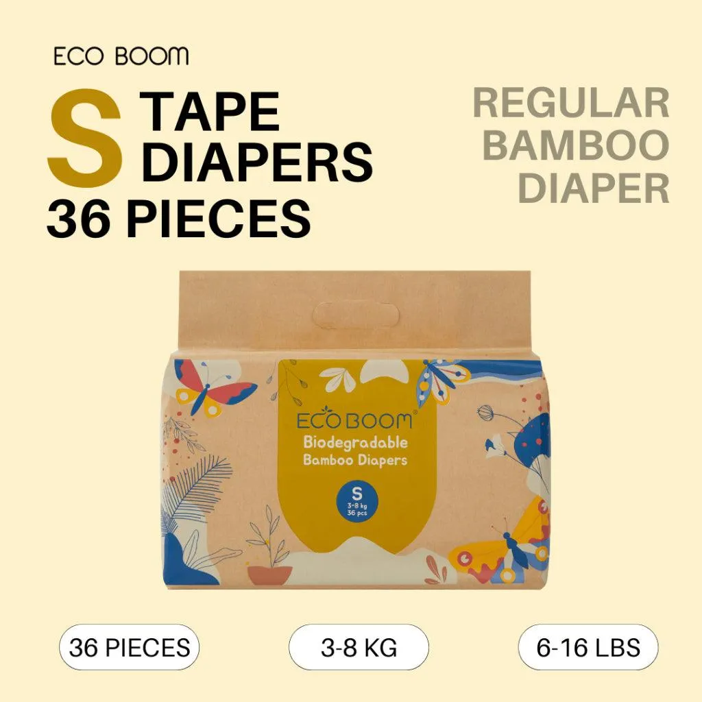 Eco Boom Regular Biodegradable Bamboo Tape Diapers (Trial Packs)