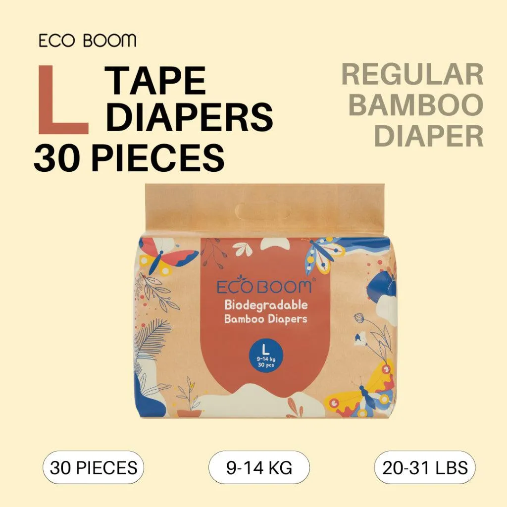 Eco Boom Regular Biodegradable Bamboo Tape Diapers (Trial Packs)