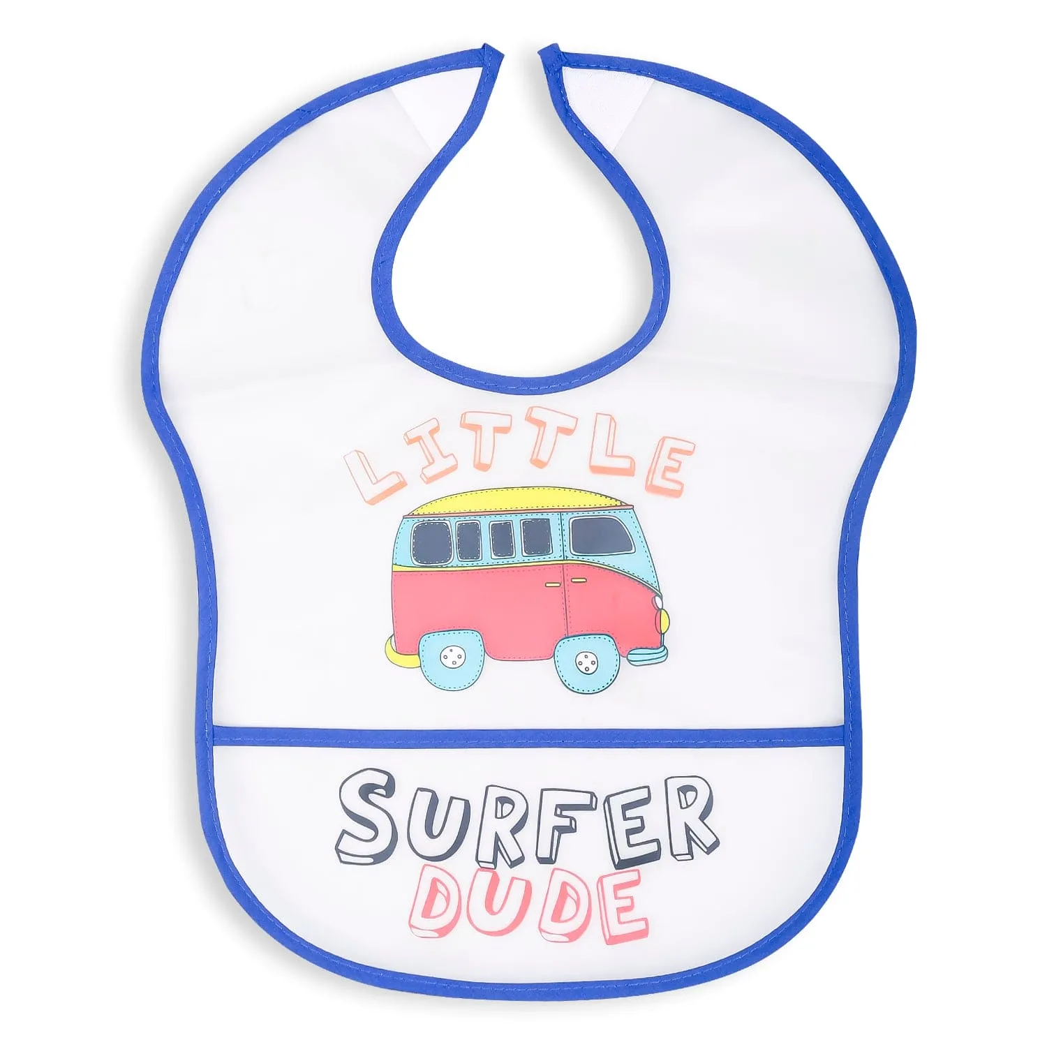 Feeding Bibs Pack Of 2 Crumb Catcher Waterproof Surfer Dude Blue