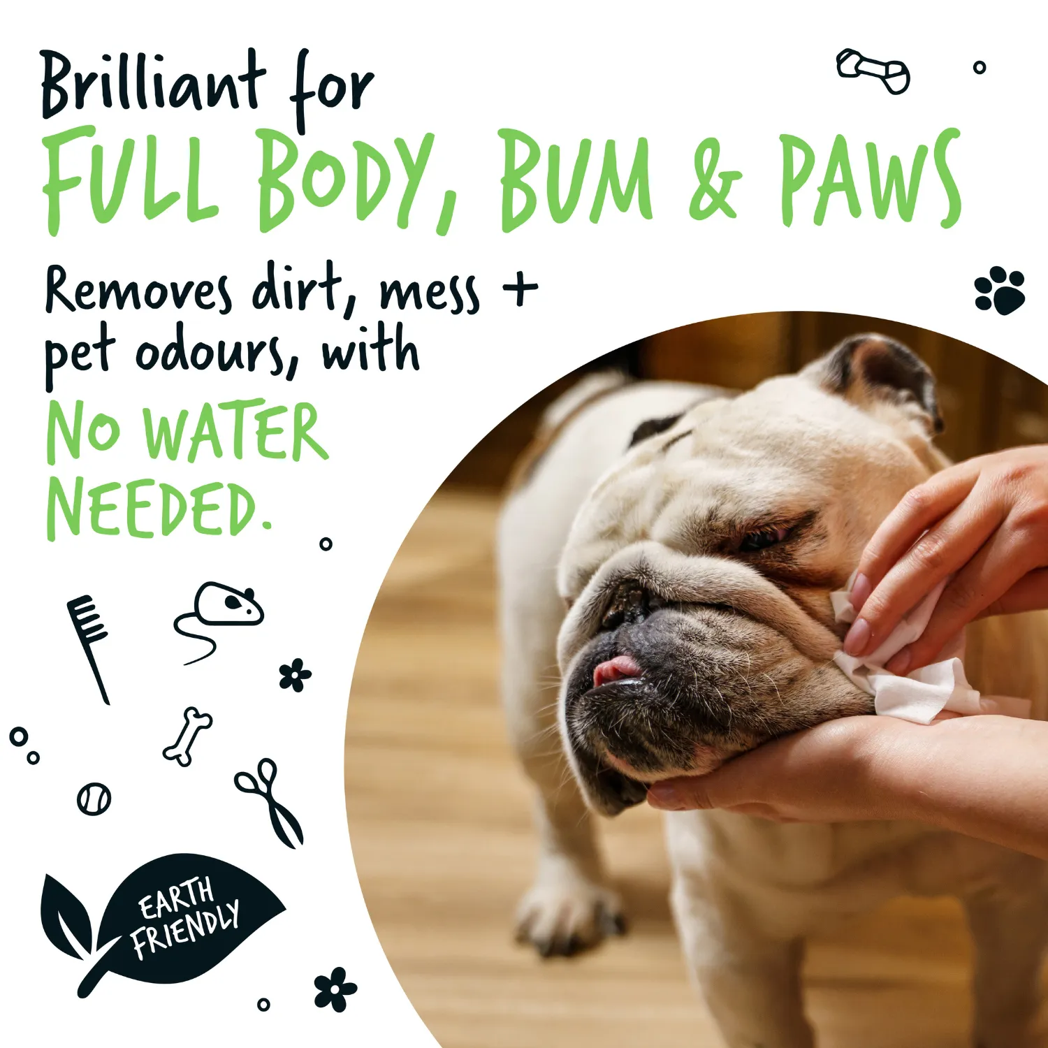Fragrance Free Pet Wipes for Full Body, Bum & Paws (110)