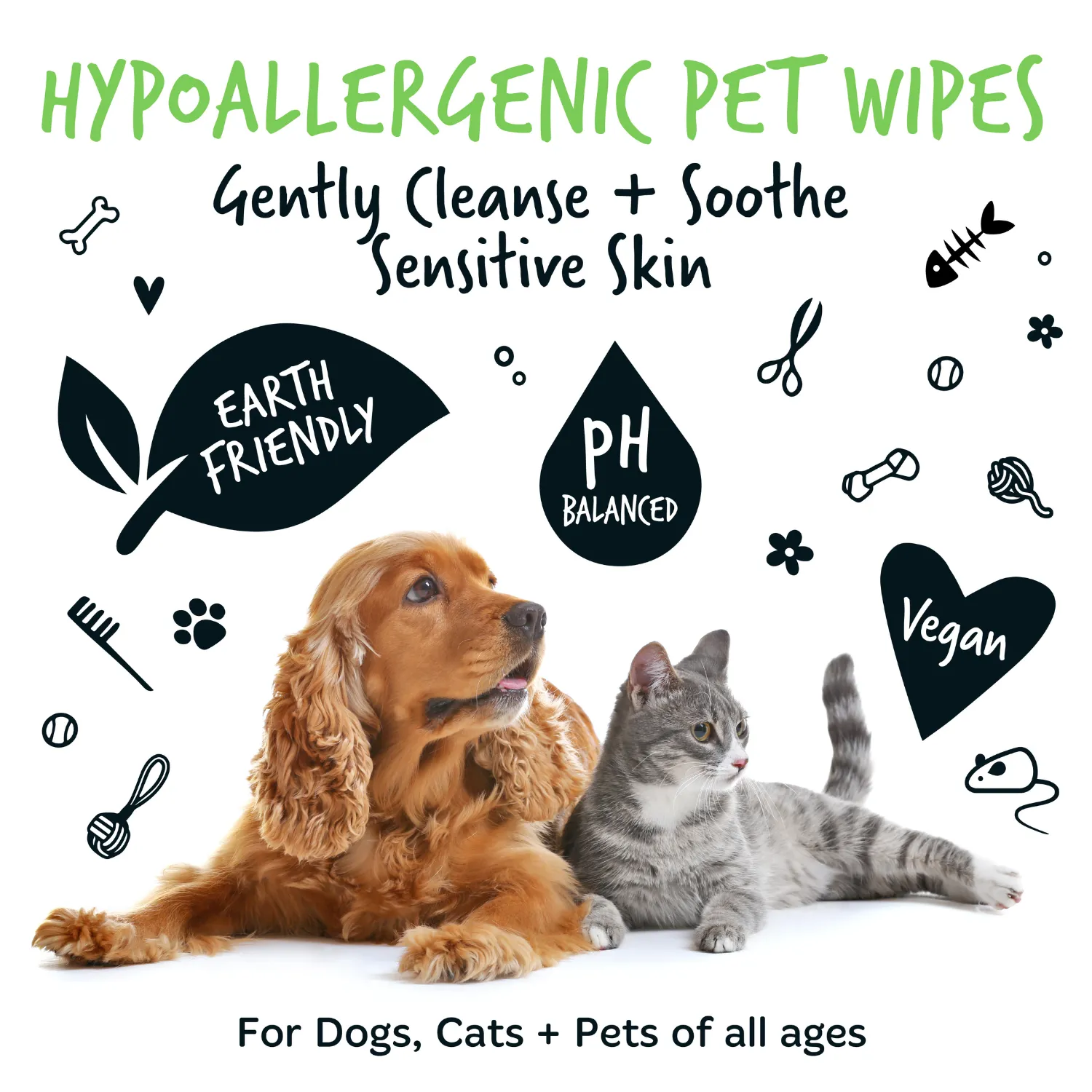 Fragrance Free Pet Wipes for Full Body, Bum & Paws (110)