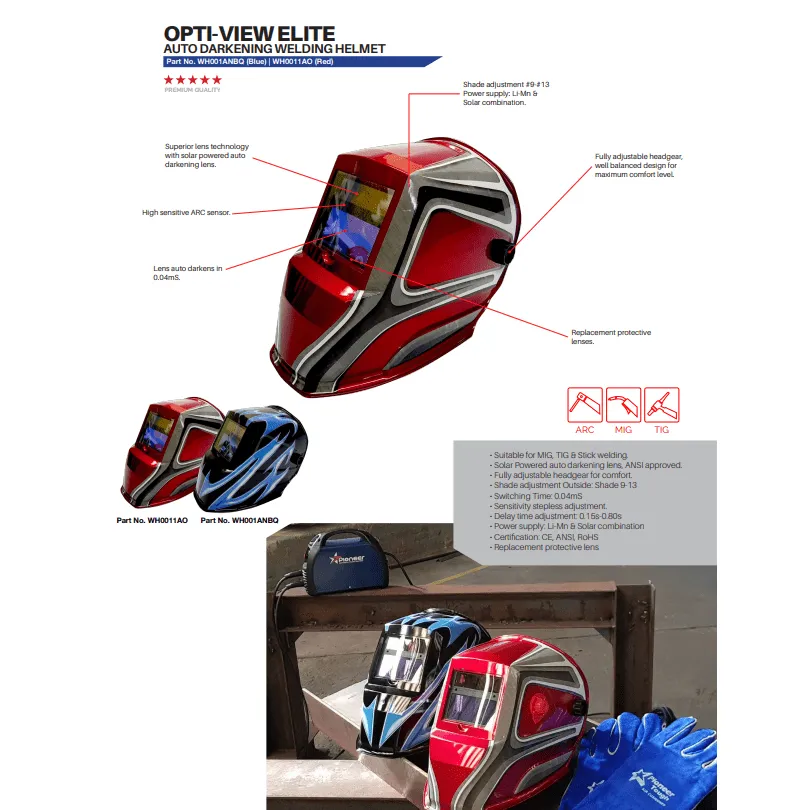 Gladiator adjustable auto darkening solar welding helmet