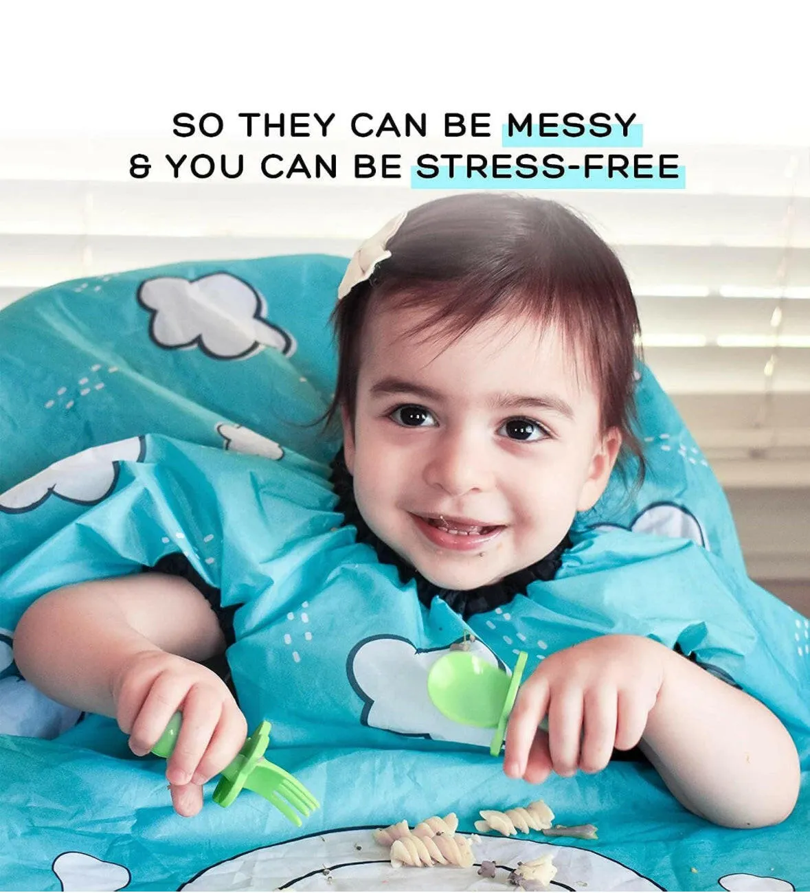 Grabease Allover Bib Self-Feeding Infants and Toddlers, Machine Washable, Ages 6-24 Months