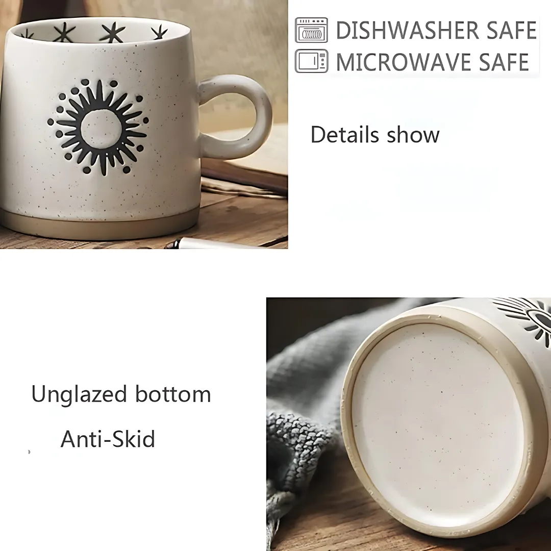 Handmade Japanese Style Stoneware Mug - 400ml Retro Ceramic Cup with Premium Quality