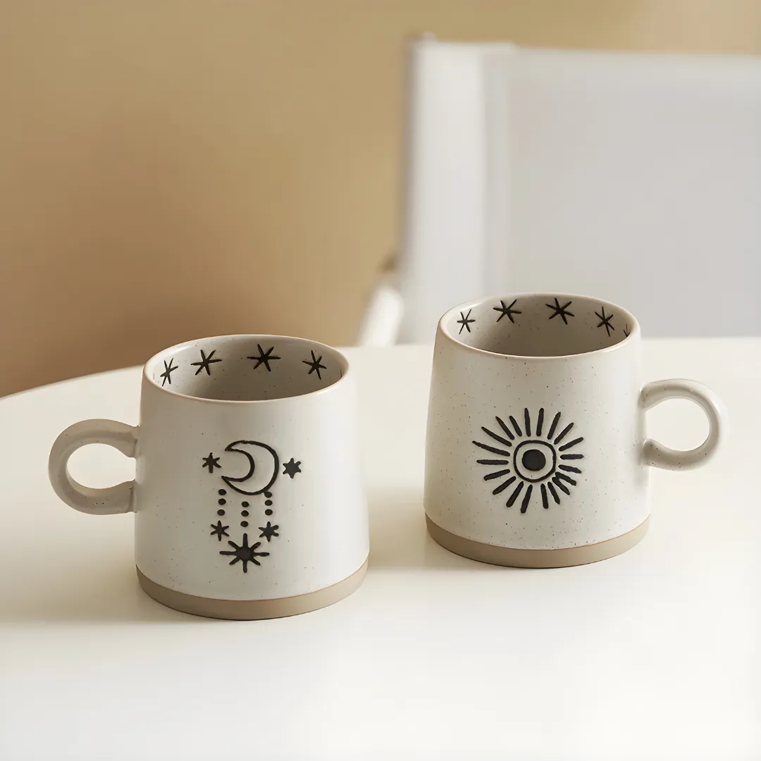 Handmade Japanese Style Stoneware Mug - 400ml Retro Ceramic Cup with Premium Quality