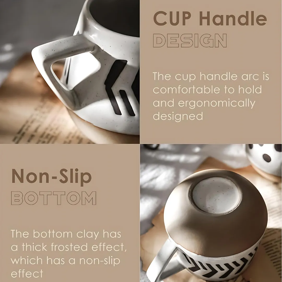 Handmade Japanese Style Stoneware Mug - 400ml Retro Ceramic Cup with Premium Quality