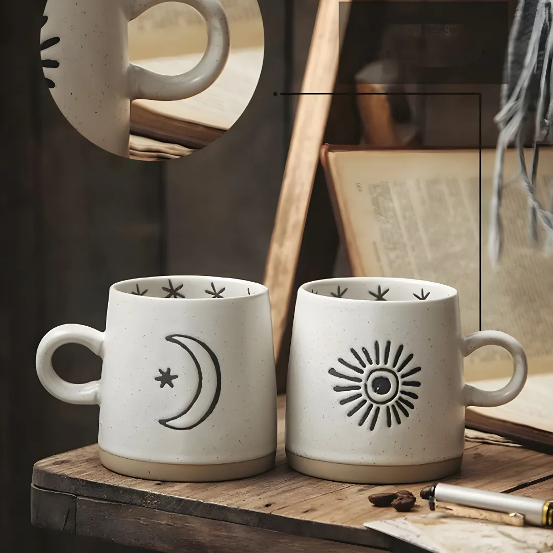 Handmade Japanese Style Stoneware Mug - 400ml Retro Ceramic Cup with Premium Quality