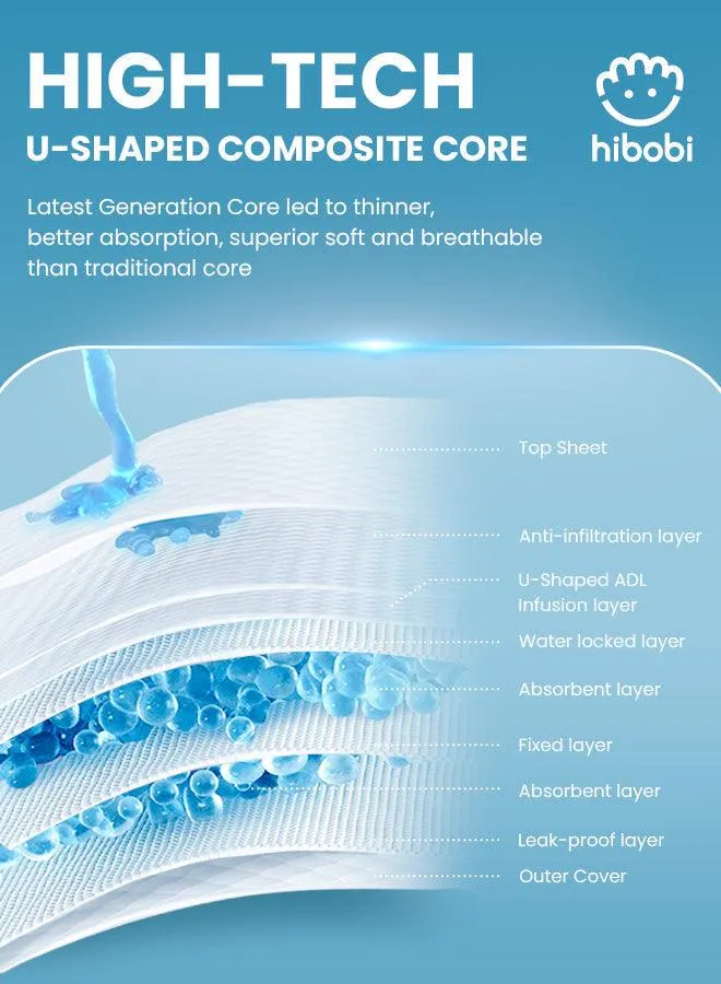Hibobi -Ultra Soft Absorbent Pants Diapers - Size 4 - 9-14Kg - 56Pcs
