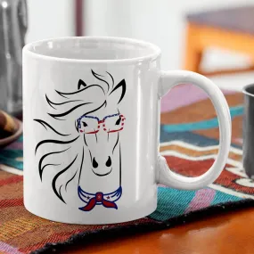 Horse printed white coffee mug