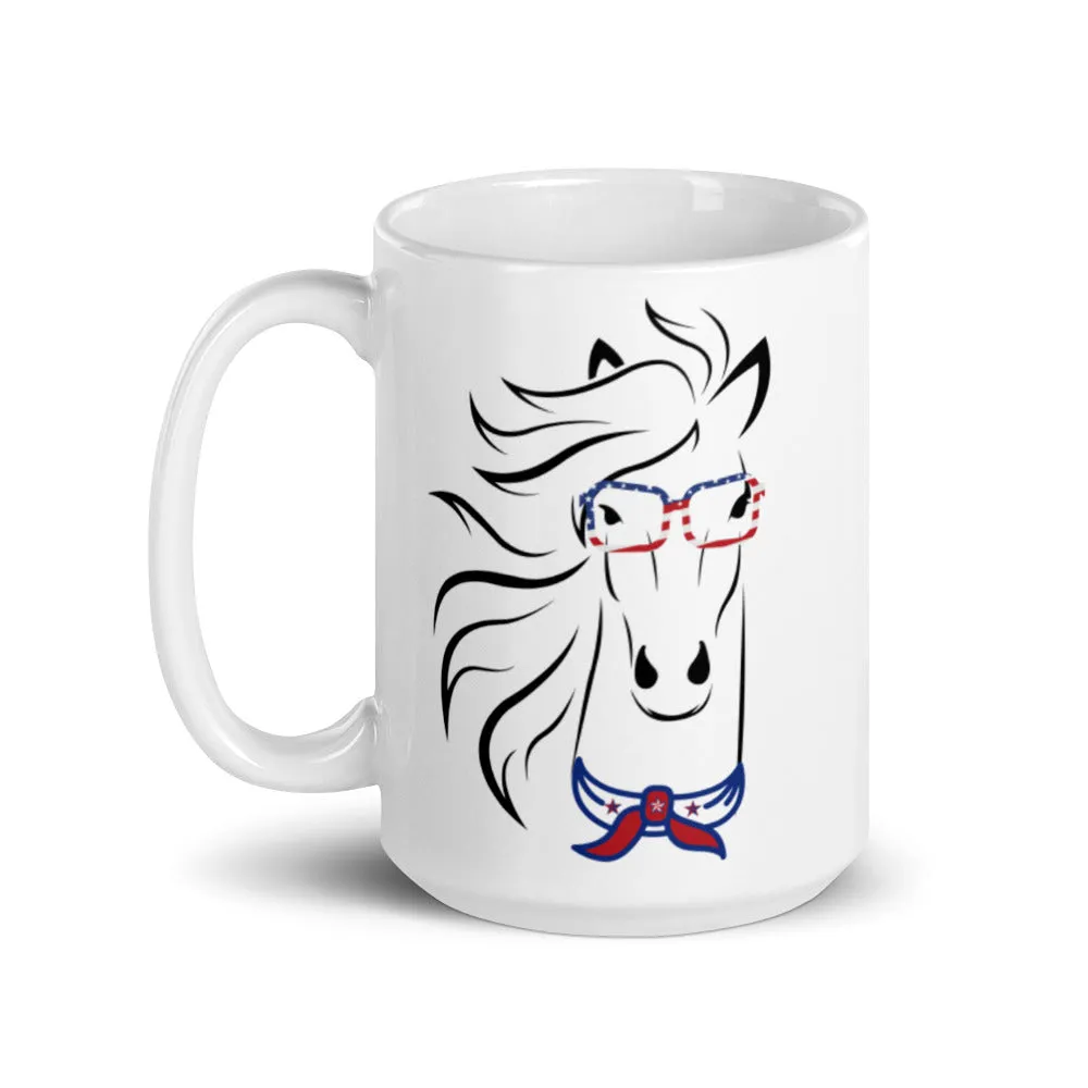 Horse printed white coffee mug