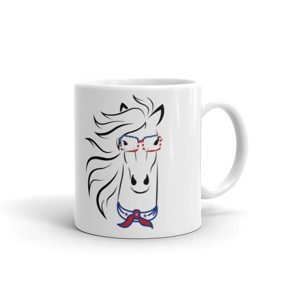 Horse printed white coffee mug