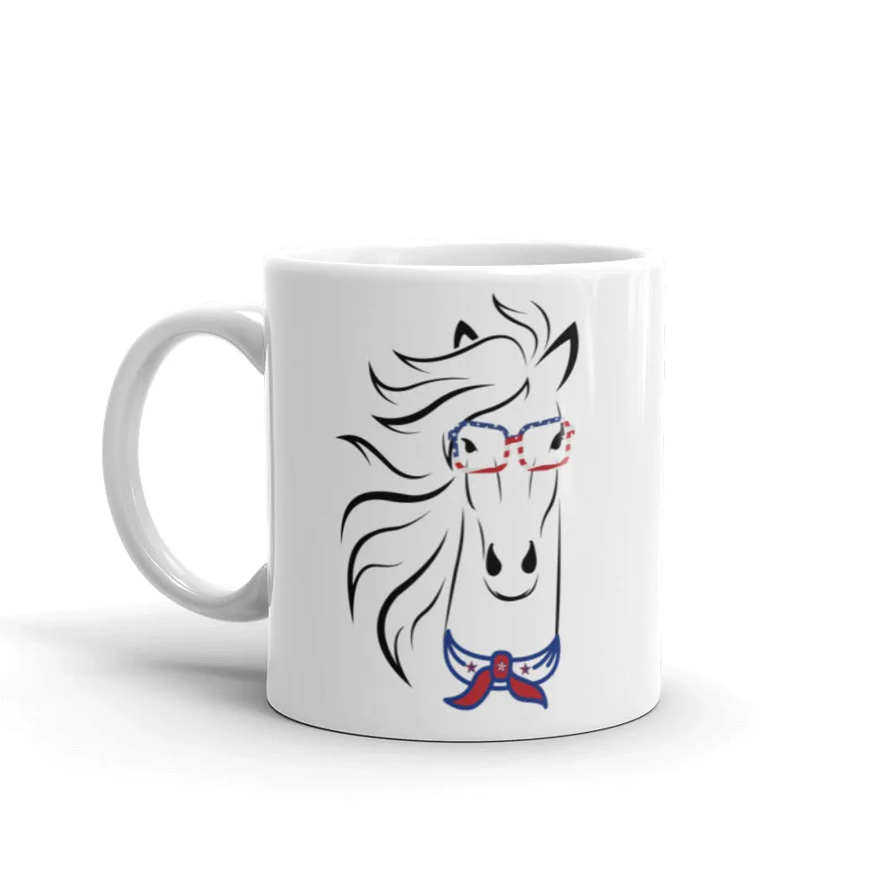 Horse printed white coffee mug