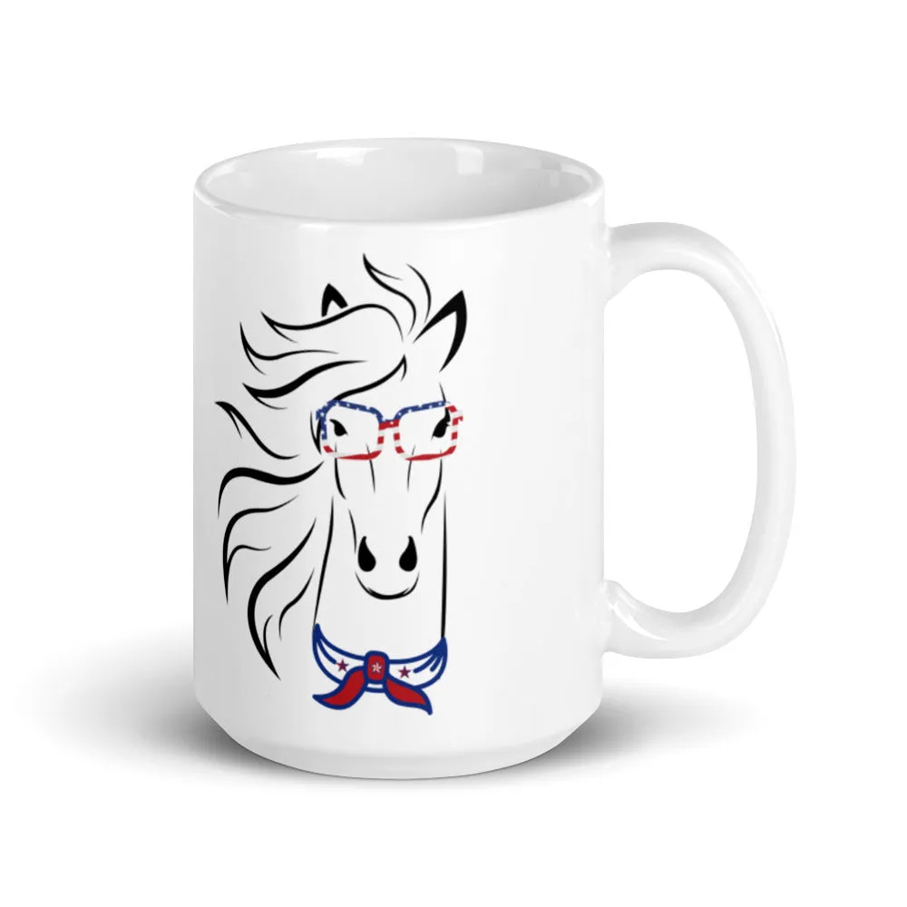 Horse printed white coffee mug