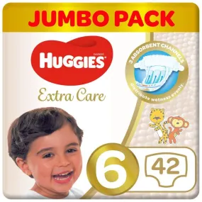Huggies Extra Care Diapers - Jumbo Pack - Size 6 - 42 Diapers
