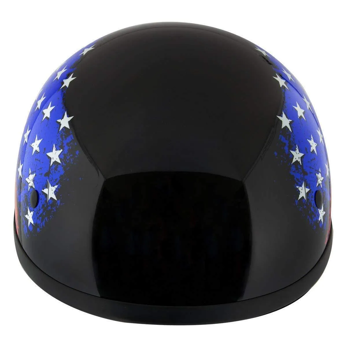 Hustler DOT HT-1 Flag Black Glossy Motorcycle Skull Cap Half Helmet