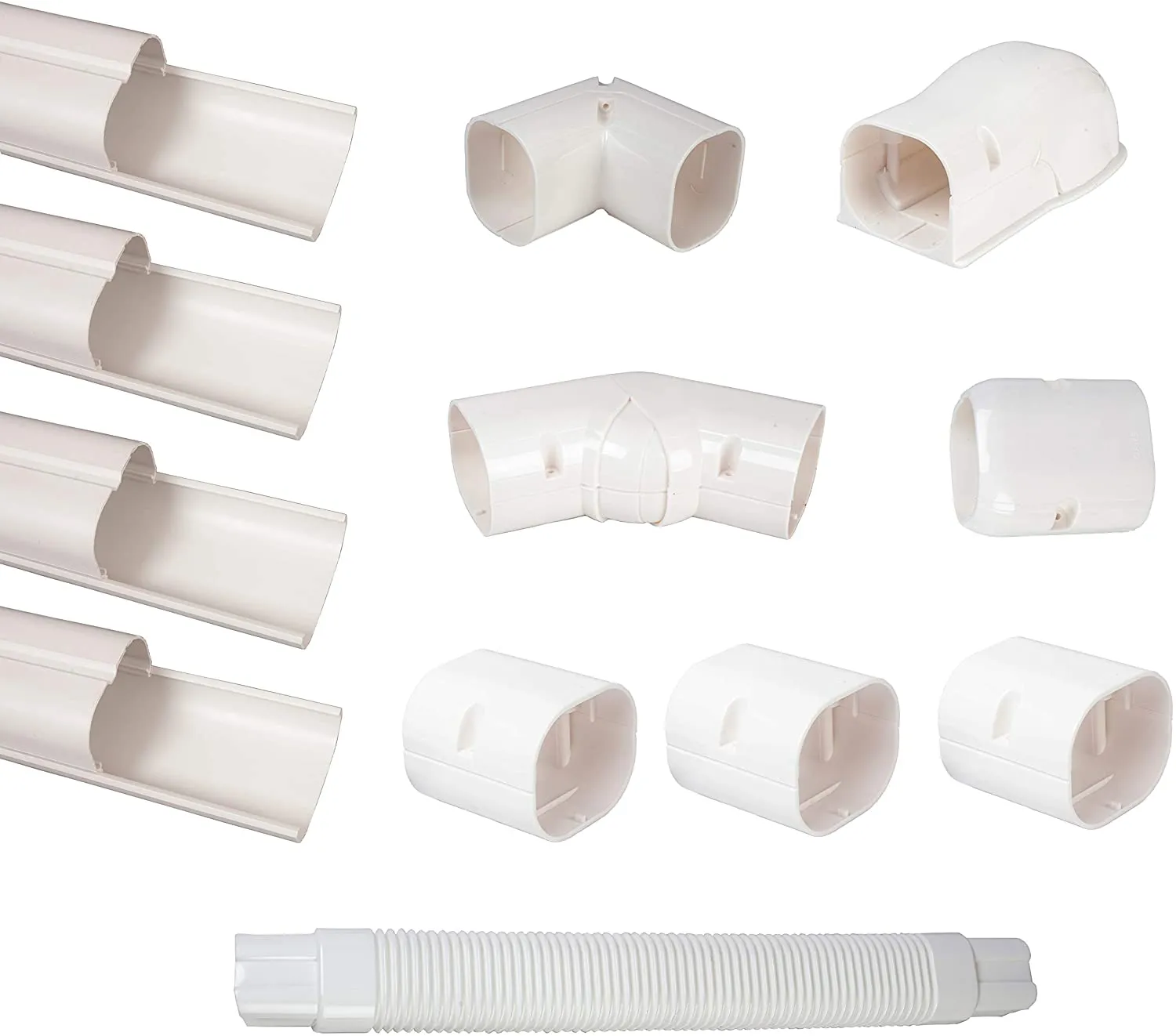 HVAC Premium ABS Plastic Decorative Line Set Wall Cover for Ductless Mini Split Air Conditioners - Pipe Cover - 4" - Beige