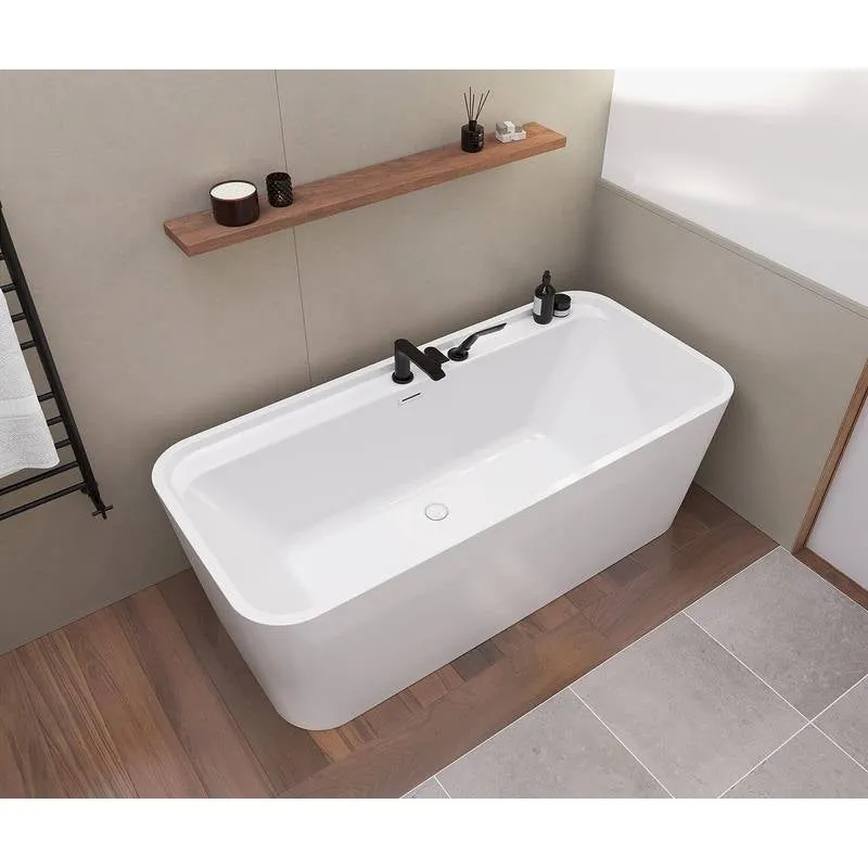 Maax Oberto Acrylic Freestanding Center Drain Bathtub in White with White Skirt 106386 67 x 31