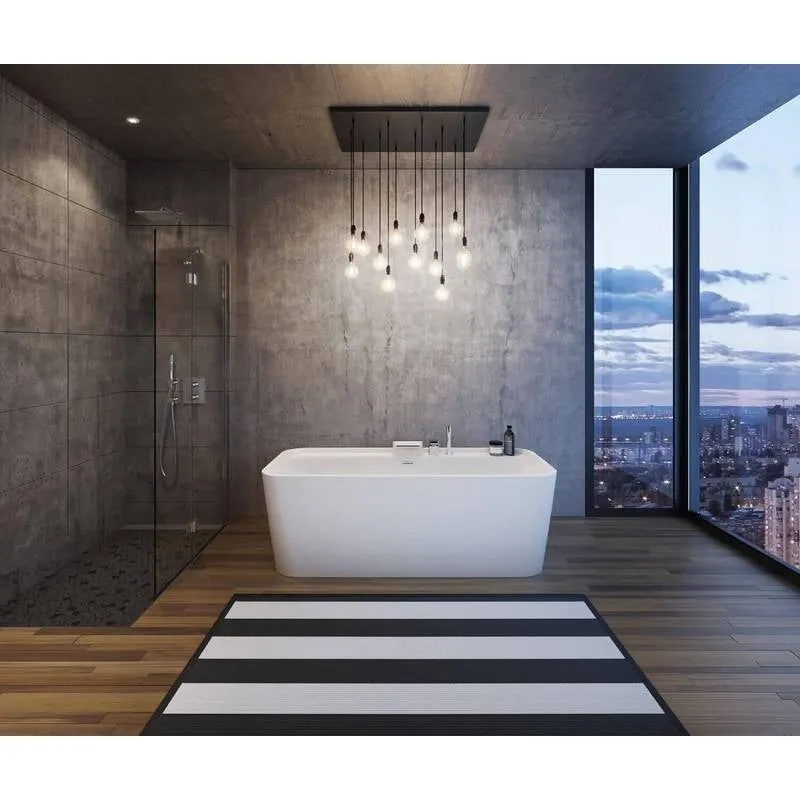 Maax Oberto Acrylic Freestanding Center Drain Bathtub in White with White Skirt 106386 67 x 31