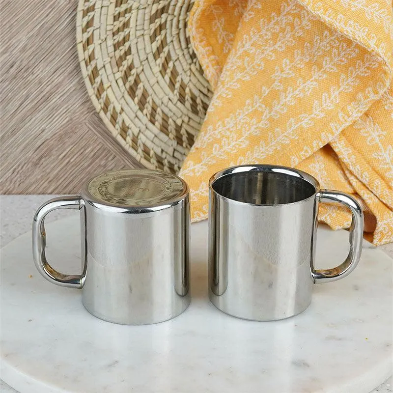 Martha Stainless Steel Mug (200 ML) - Set Of Four