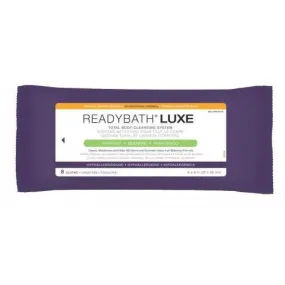 Medline ReadyBath LUXE Toatl Body Cleansing Heavyweight Washcloths: 8" x 8", Case of 24 Packs, 8 Wipes per Pack White