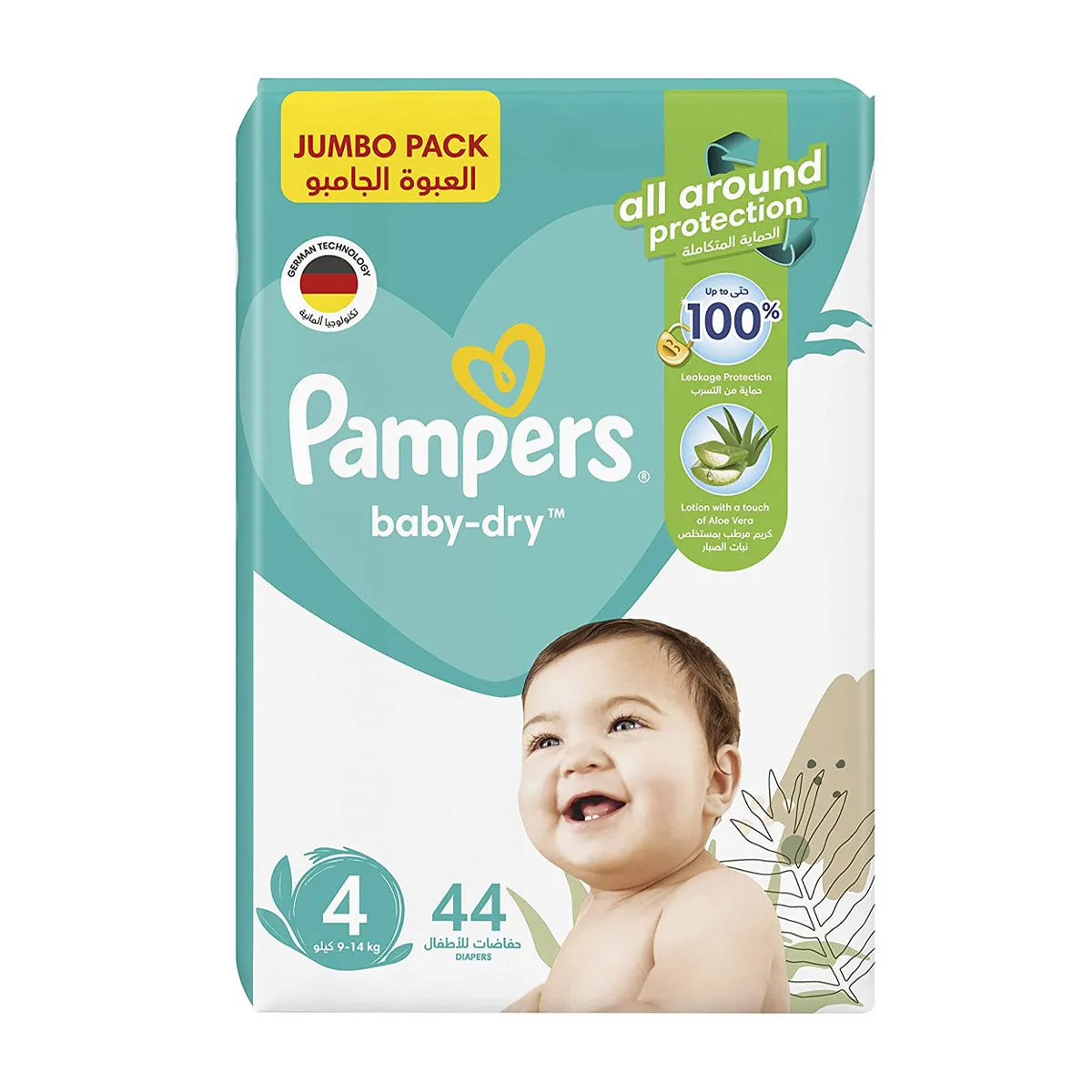 Pampers Baby-Dry Diapers Size 4 9-14kg 44 Diapers