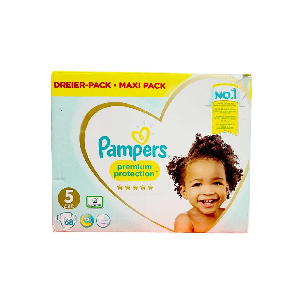 Pampers Premium Protection Maxi Pack Size 5 (11-16 Kg), 68 Diapers