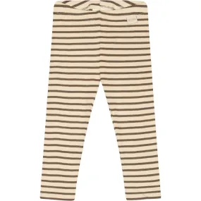 Petit Piao Chocolate Brown/Dark Off White Leggings Modal Striped