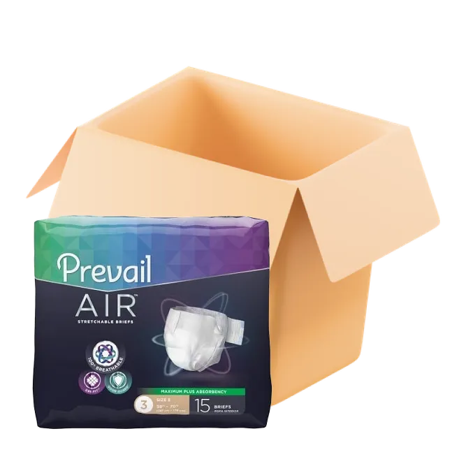 Prevail Air Heavy Absorbent Diapers For Adults With Tabs - Bulk Case
