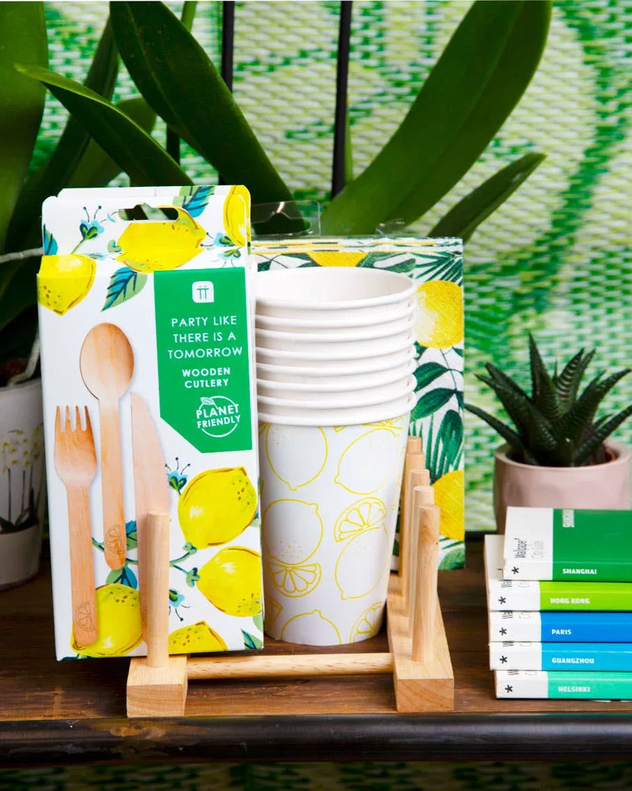 Recyclable Lemon Paper Cups - 8 Pack