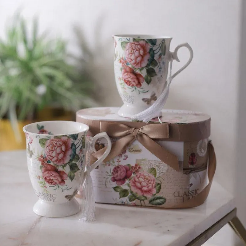 Rosy Sip Mug (350 ML) - Set Of Two