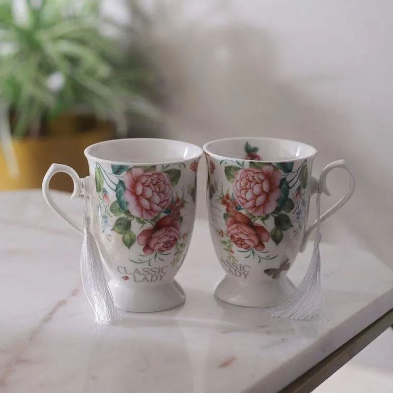 Rosy Sip Mug (350 ML) - Set Of Two