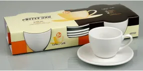 Set of 4 White Coffee or Tea Cups & Saucers