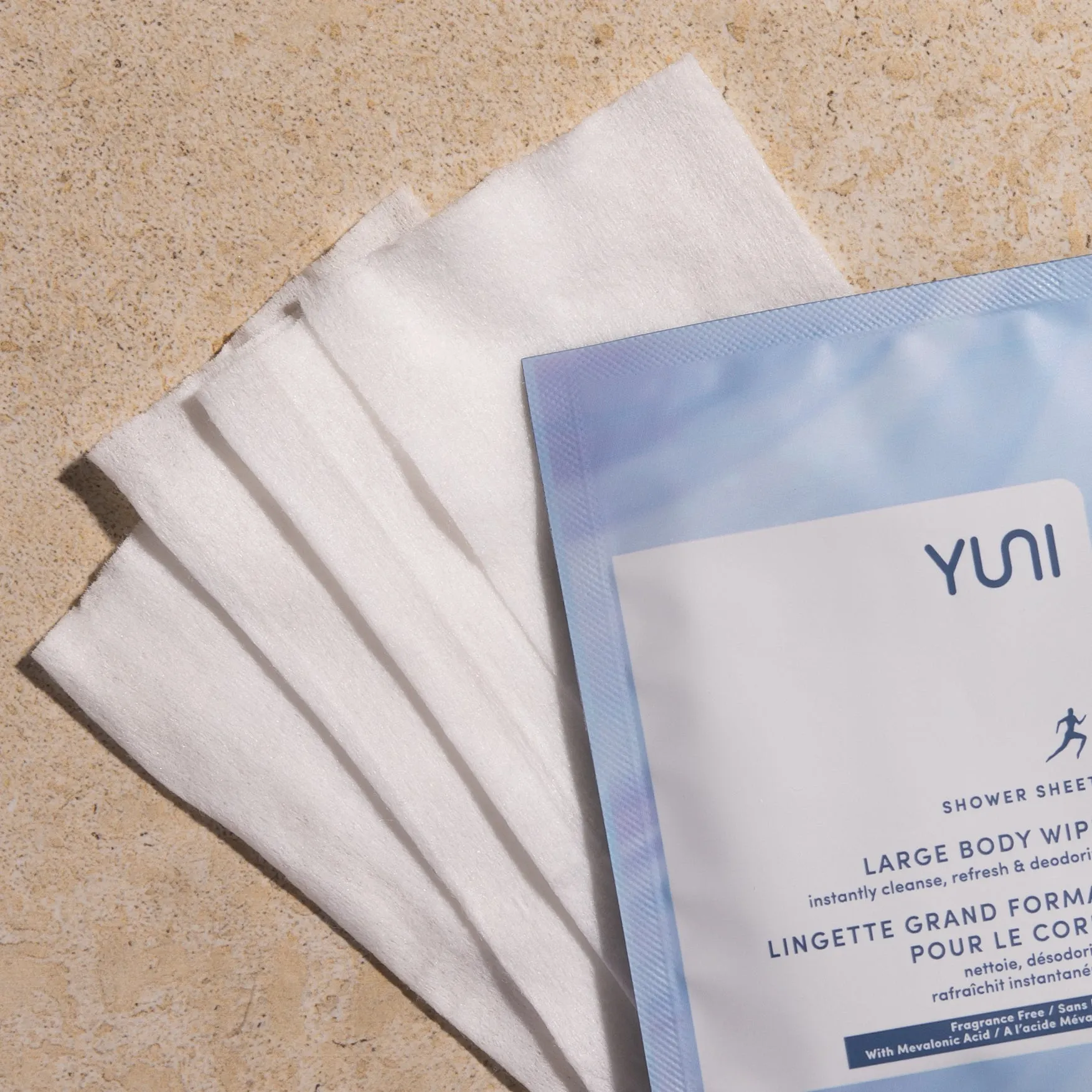 Shower Sheets LARGE BODY WIPES 12x10 natural biodegradable body wipes - Pouch of 6 Fragrance-Free