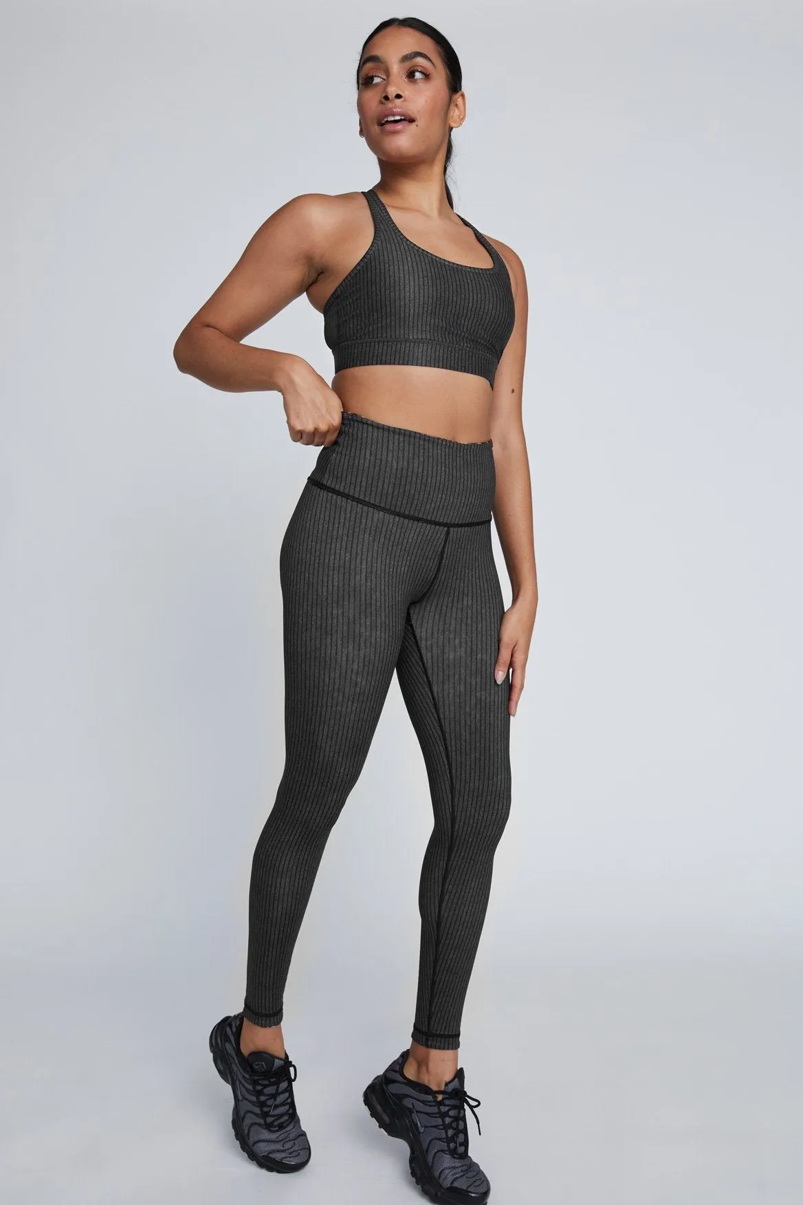 Strappy Bra Black And Grey Stripe