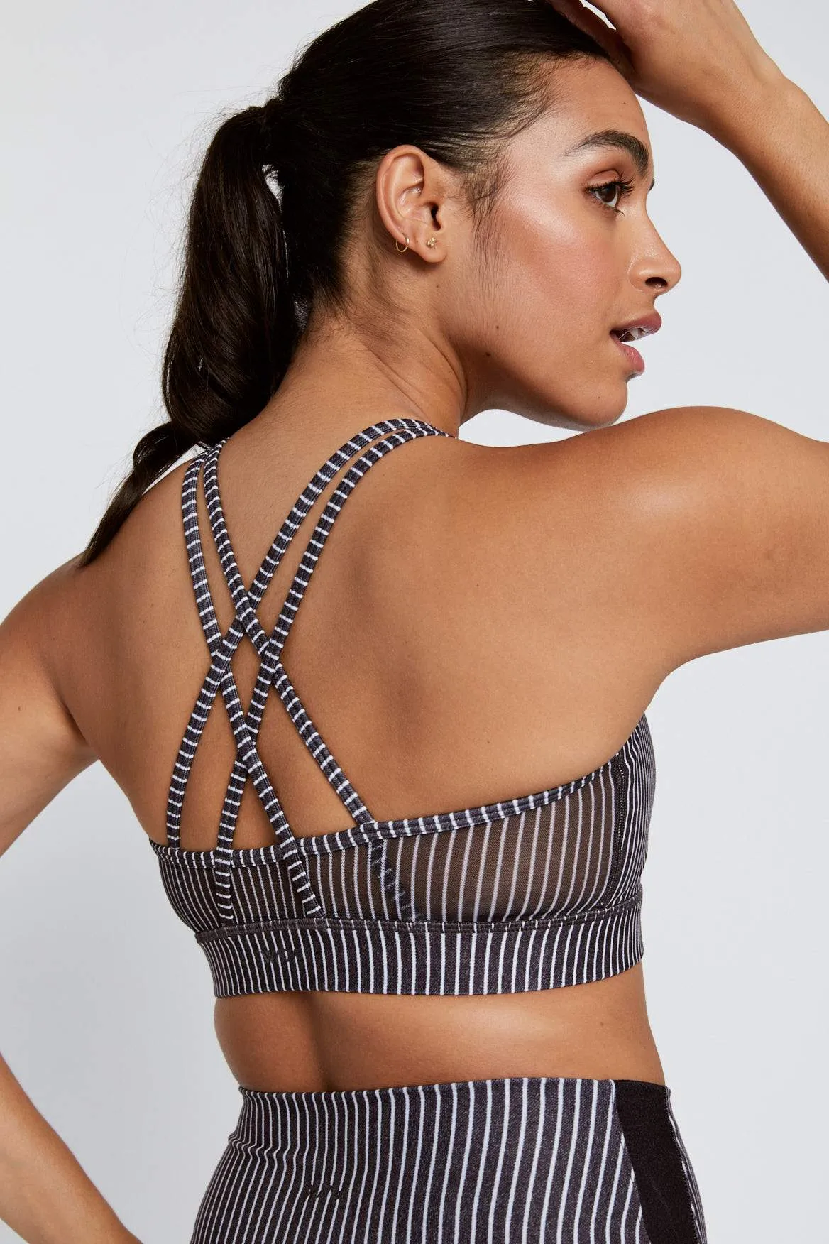 Strappy Bra Black And White Stripe