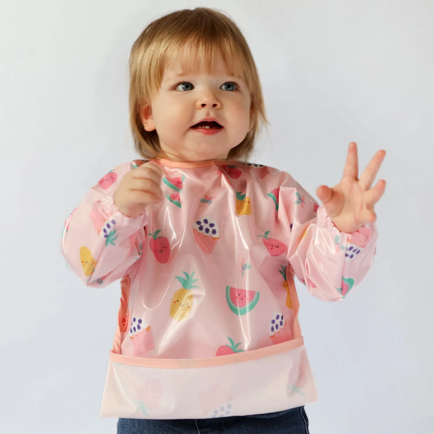 Wipeezee Bib with Sleeves - Pink Yummy Treats