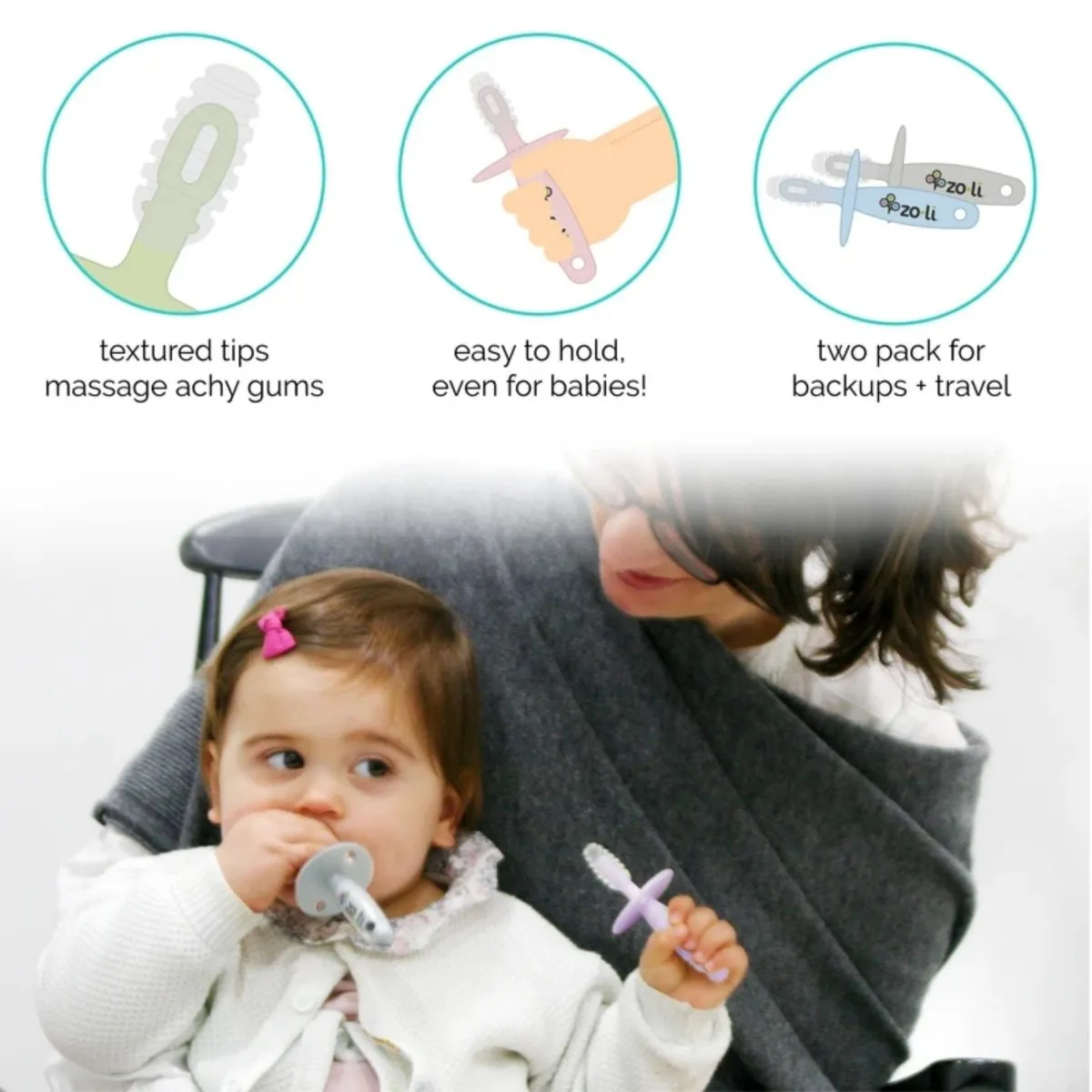 ZoLi CHUBBY GUMMY Gum Massager(Pack of 2) - Mist Blue/Ash